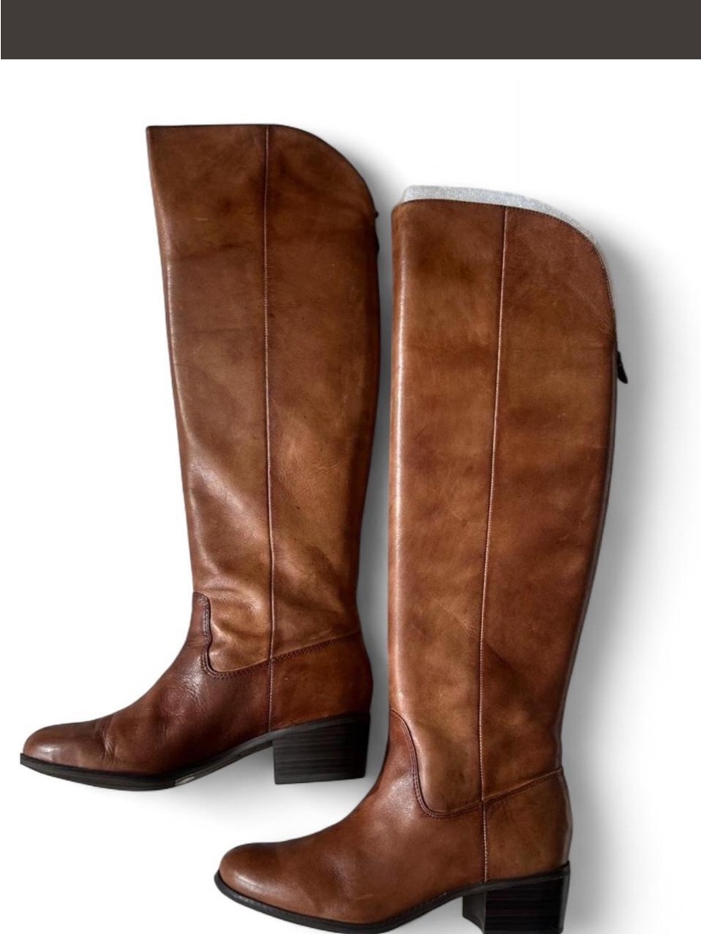 INC Classic Brown Leather Knee-High Riding Boots